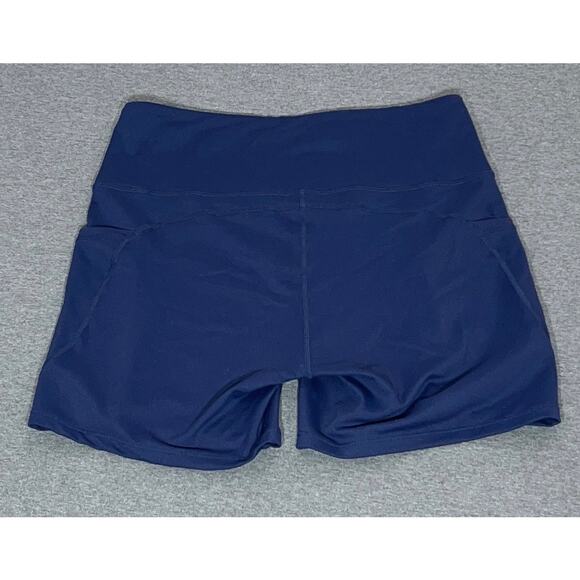 UNBRANDED | Women's Blue Biker Yoga Workout Exercise Shorts w/ Pockets | Large - Picture 1 of 3
